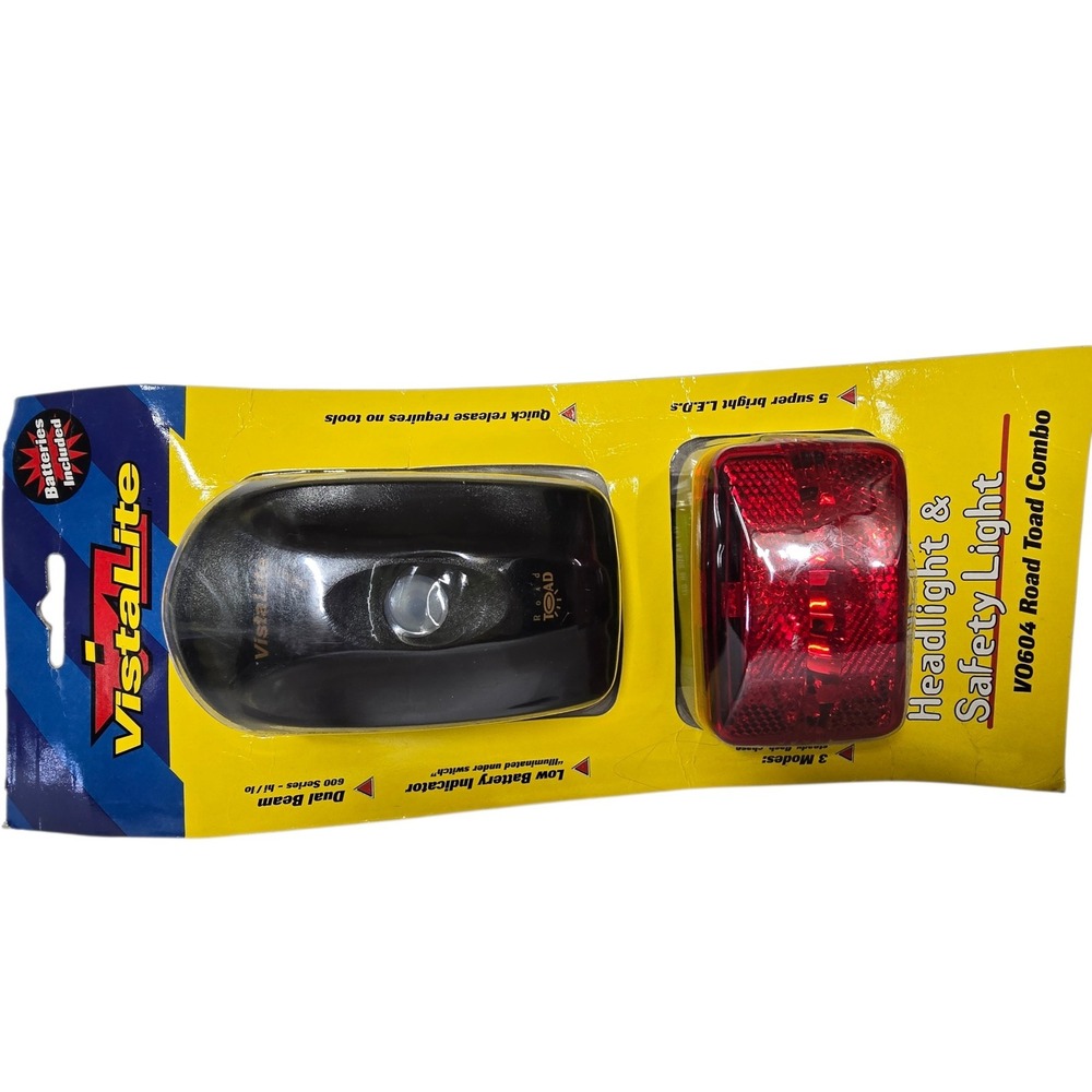 VistaLite Road Toad Combo V0604 Bicycle‎ Headlight and LED Safety Tail Light Set